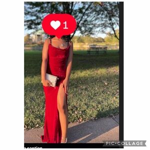 Elegant Red Velvet Evening Gown